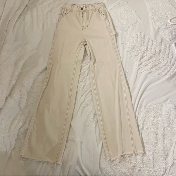 Wide Leg Off White Jeans - Picture 2 of 6